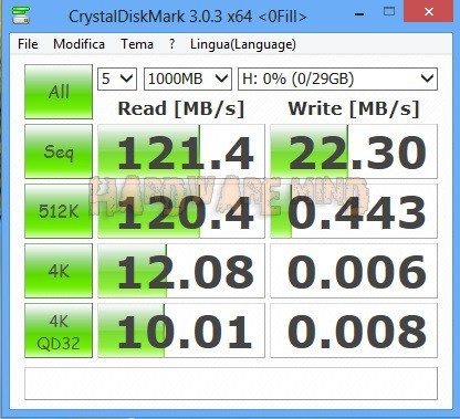 KingSton DTM30 Crystaldiskmark 3 0fill